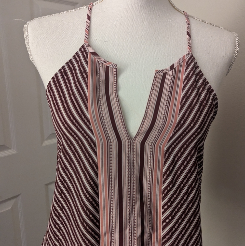 LOFT Pink and Burgundy Striped Halter Tank - Picture 7 of 9